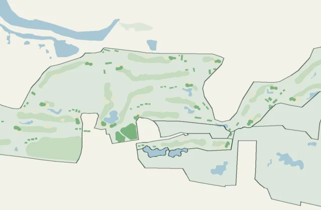 Layout of Beckenbauer Golf Course from OpenStreetMap survey data (ODbL licence).