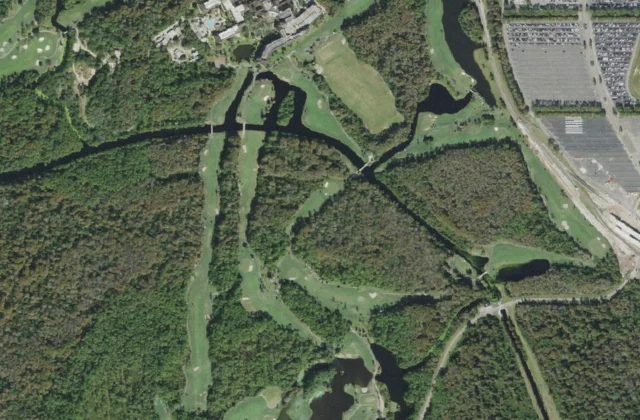 Disney's Palm Golf Course from the air. Aerial imagery USGS, domaine public.