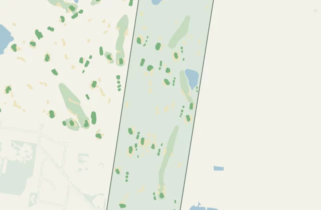 Layout of Huntingdale Golf Club from OpenStreetMap survey data (ODbL licence).