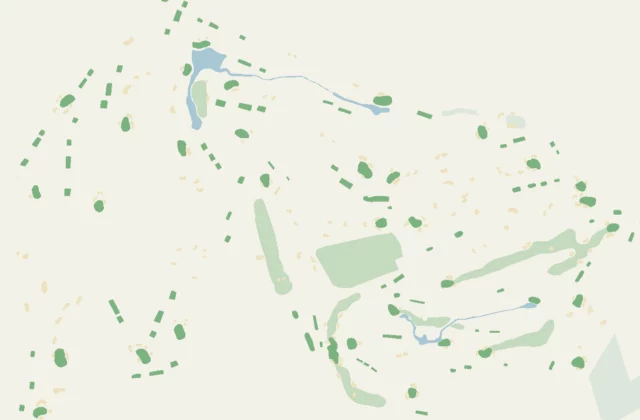 Layout of Kristianstads Golfklubb from OpenStreetMap survey data (ODbL licence).