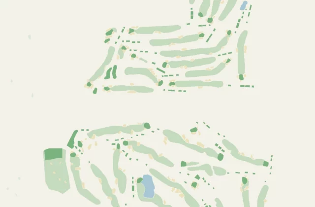 Layout of Oakland Hills Country Club — South Course from OpenStreetMap survey data (ODbL licence).