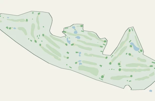 Layout of Sandford Springs Golf Club from OpenStreetMap survey data (ODbL licence).