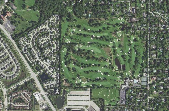 Sunset Ridge Country Club from the air. Aerial imagery USGS, domaine public.