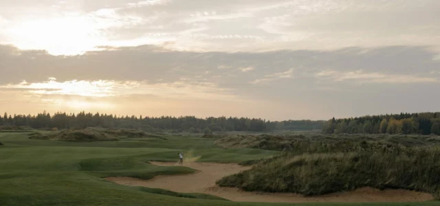 Seaside links and dunes at dusk