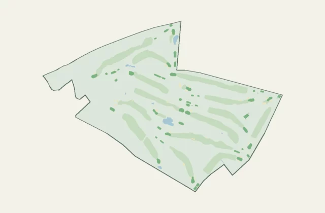 Layout of Radcliffe-on-Trent Golf Club from OpenStreetMap survey data (ODbL licence).